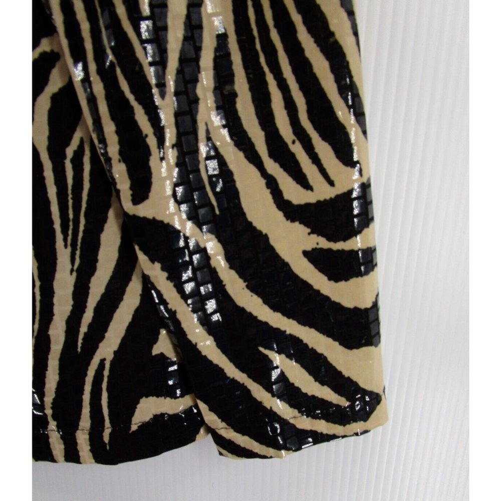 VINTAGE Misook Jacket XS Brown Full Zip Shiny Evenings Zebra Print - Picture 3 of 9